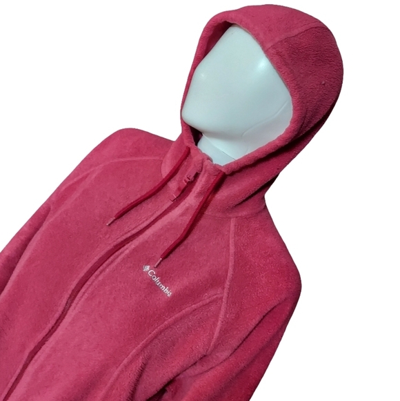 Columbia Full Zip Hooded Fleece Jacket Dark Pink - Picture 2 of 14